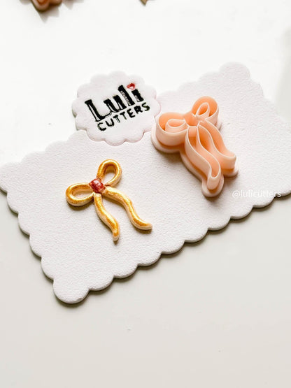 Elegant Ribbon Bow Clay Cutter: 38mm Delicate Earring Design