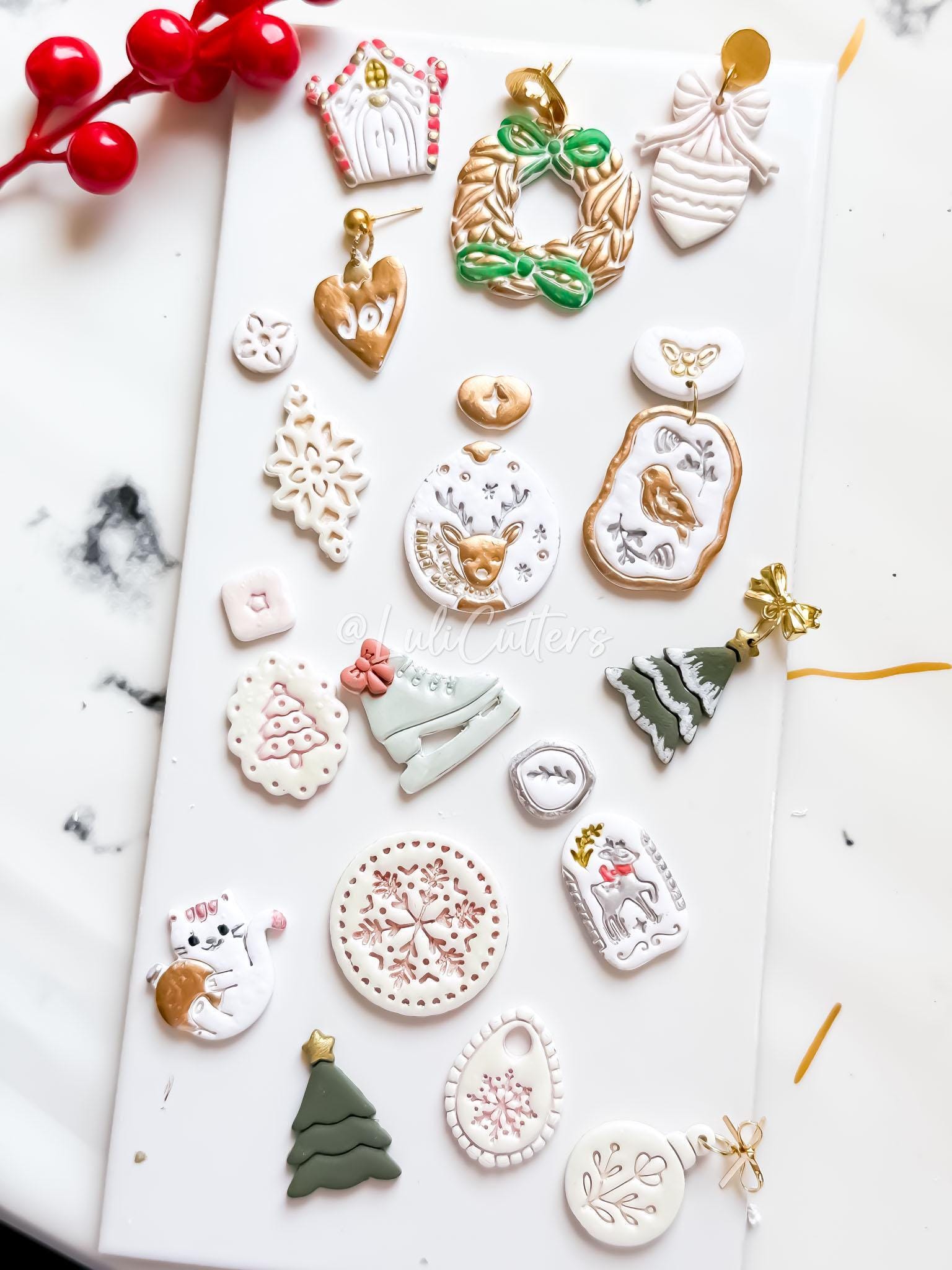Winter Fairy Christmas Tree Polymer Clay Cutter Set Holiday Earrings & Jewelry