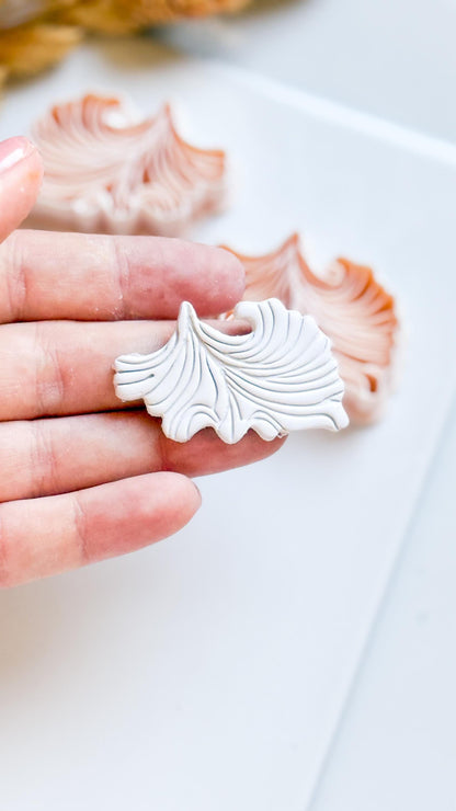 Fan Leaf Polymer Clay Cutter Embossed Botanical Earring Shape
