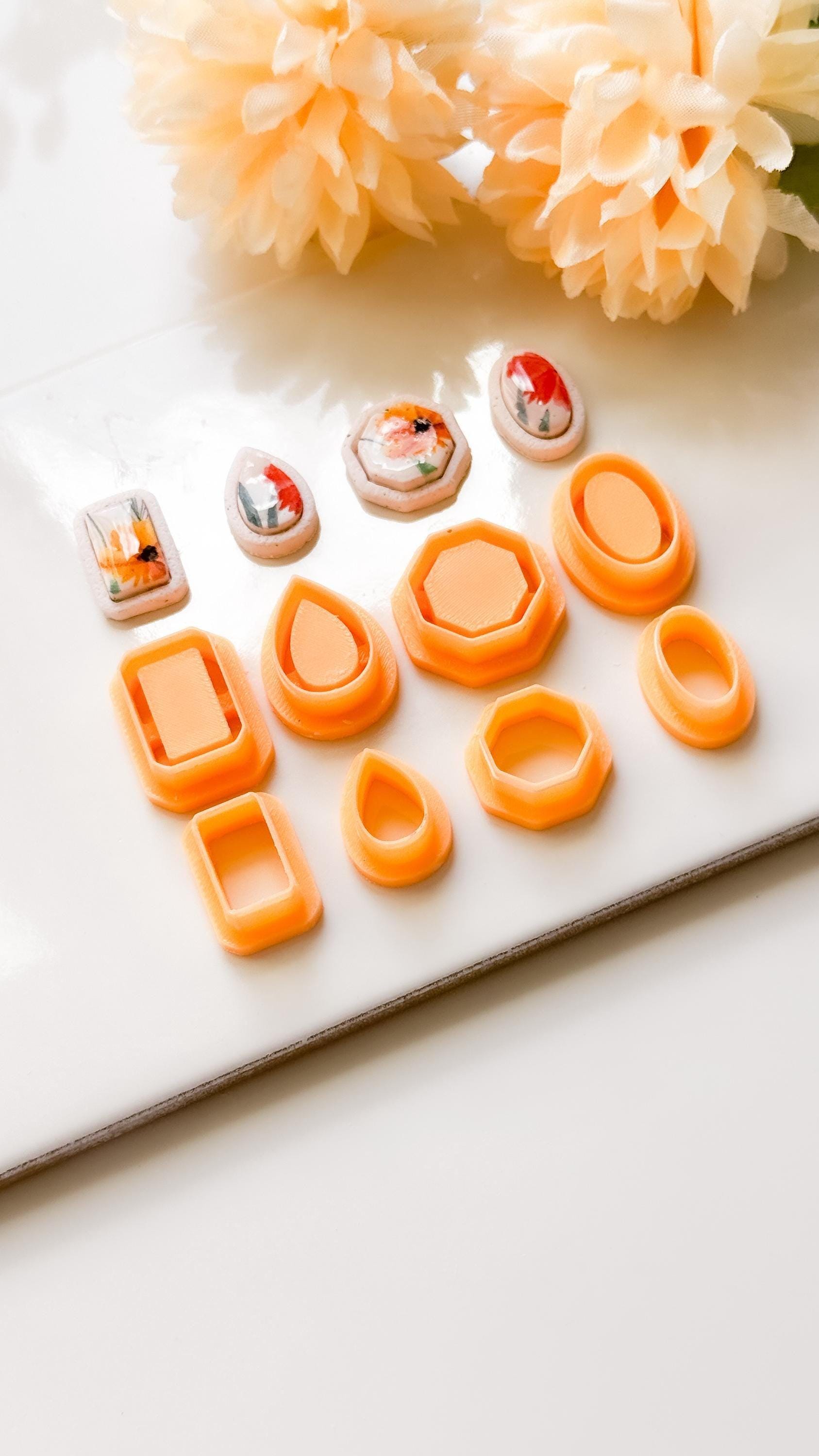 Minimalist Stud Earring Clay Cutter Set: Geometric Polymer Clay Jewelry