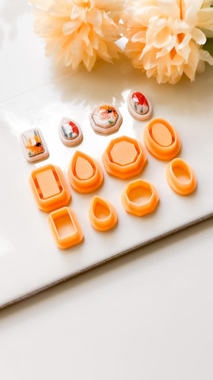 Minimalist Stud Earring Clay Cutter Set: Geometric Polymer Clay Jewelry