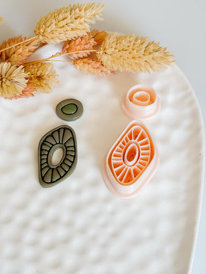 Sunburst Teardrop Clay Cutters: Geometric DIY Jewelry Making Tools