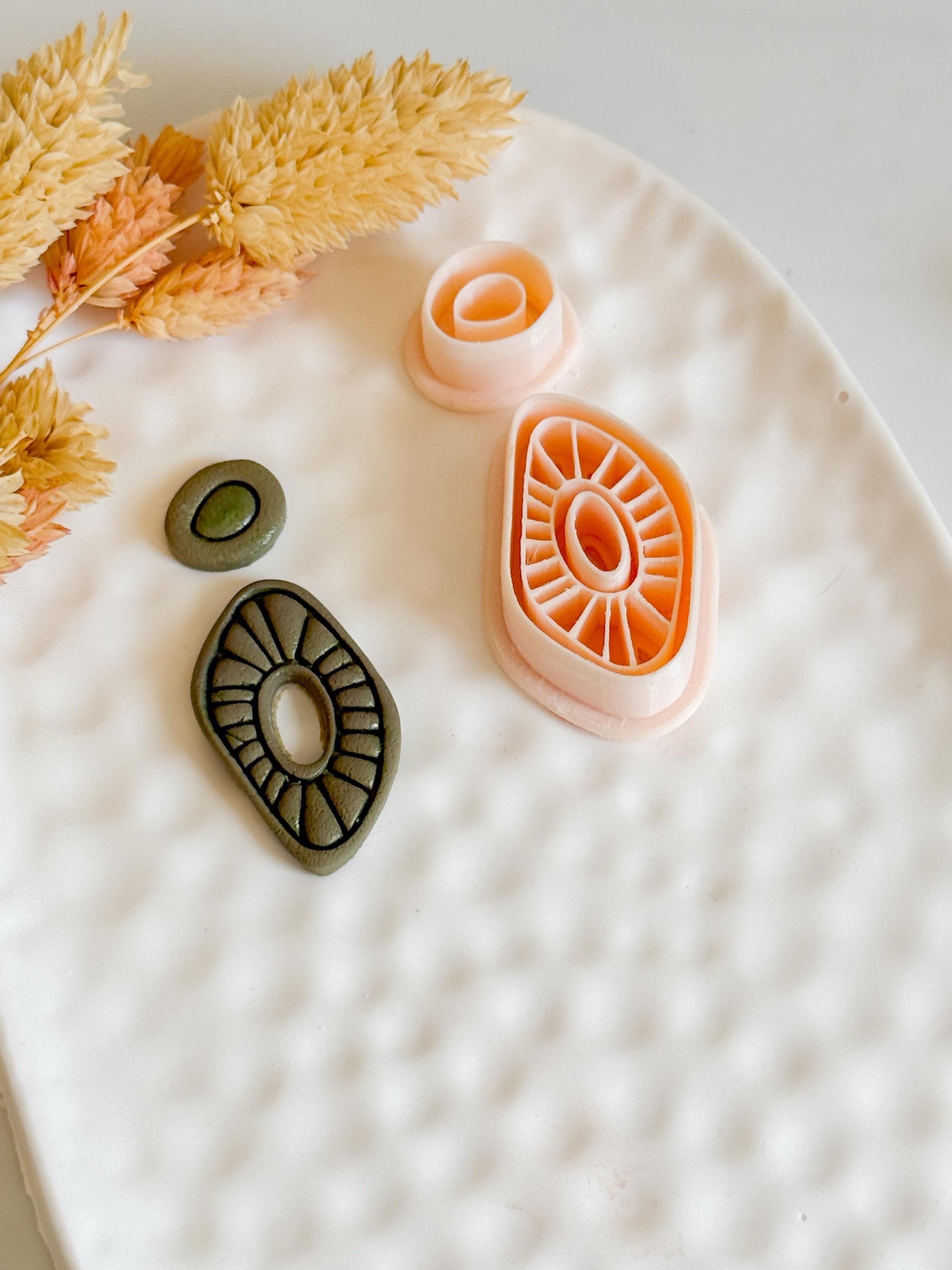 Sunburst Teardrop Clay Cutters: Geometric DIY Jewelry Making Tools