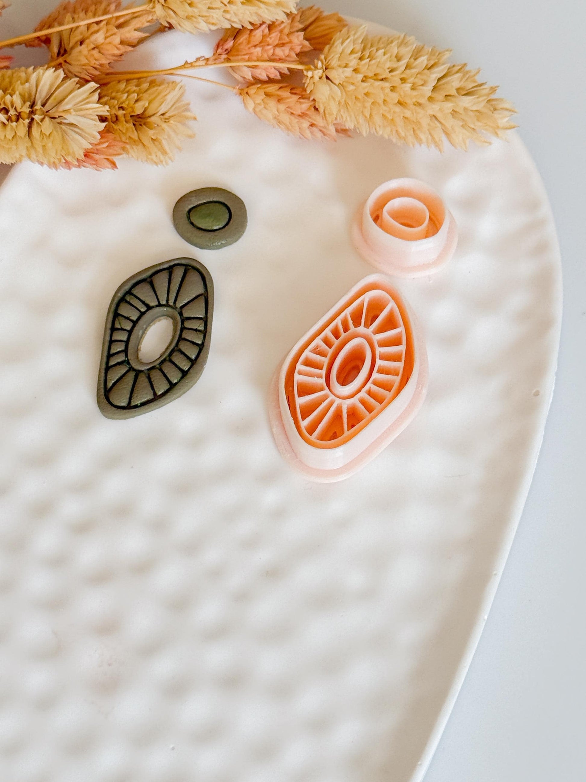 Sunburst Teardrop Clay Cutters: Geometric DIY Jewelry Making Tools