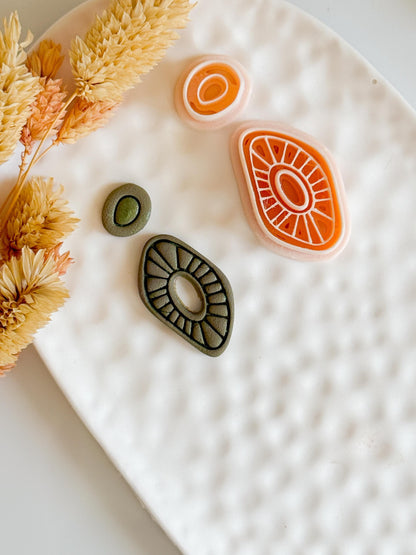 Sunburst Teardrop Clay Cutters: Geometric DIY Jewelry Making Tools