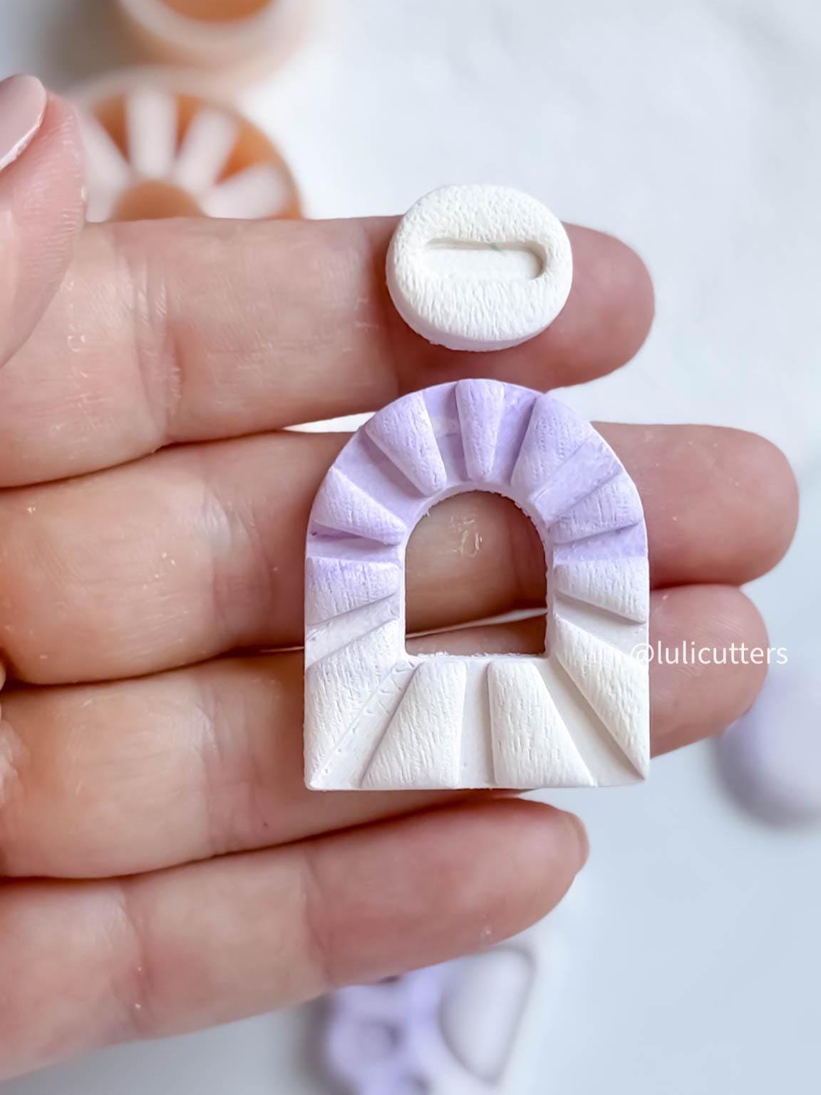 Sunburst Clay Earring Cutter Set Includes U-Shaped Fan Base + Oval Topper