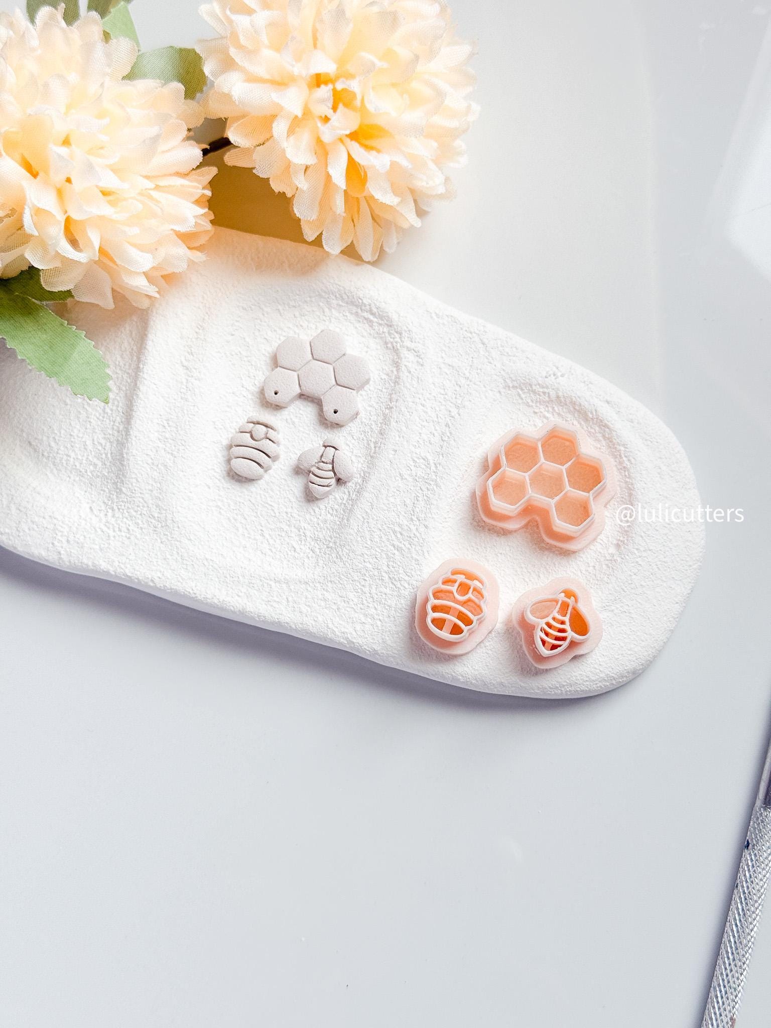 Bee & Honeycomb Polymer Clay Cutter Set: Earring Making Supplies