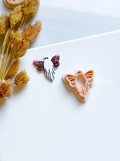 Winged Ghost Clay Cutter: Gothic Halloween Earring Mold - Polymer Clay Tool