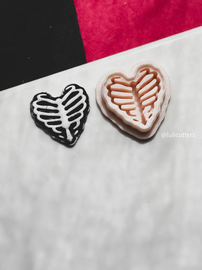 Heart Ribcage Clay Cutter Skeleton Imprint Earring Tool for Spooky Earrings