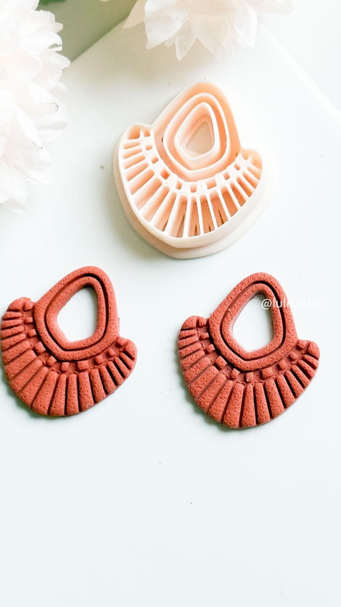 Boho Fan Cutter | Polymer Clay Earring Cutter with Imprint Details