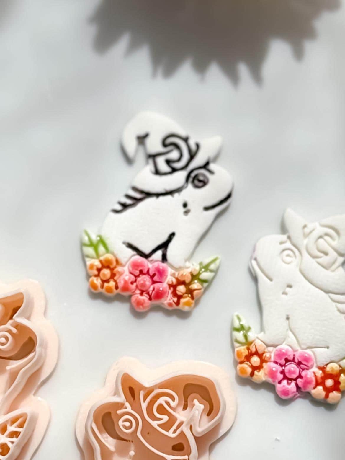 Whimsical Toad Polymer Clay Cutter Set: Floral Frog Witch Hat, Fantasy Jewelry