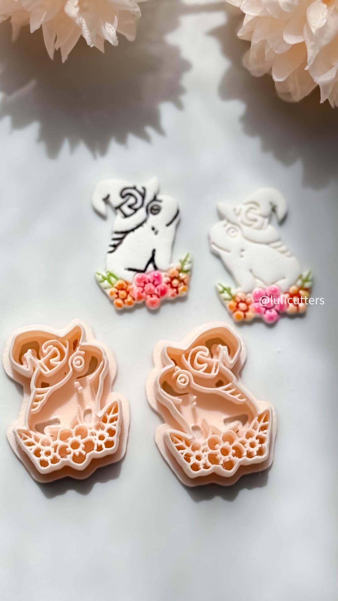 Whimsical Toad Polymer Clay Cutter Set: Floral Frog Witch Hat, Fantasy Jewelry