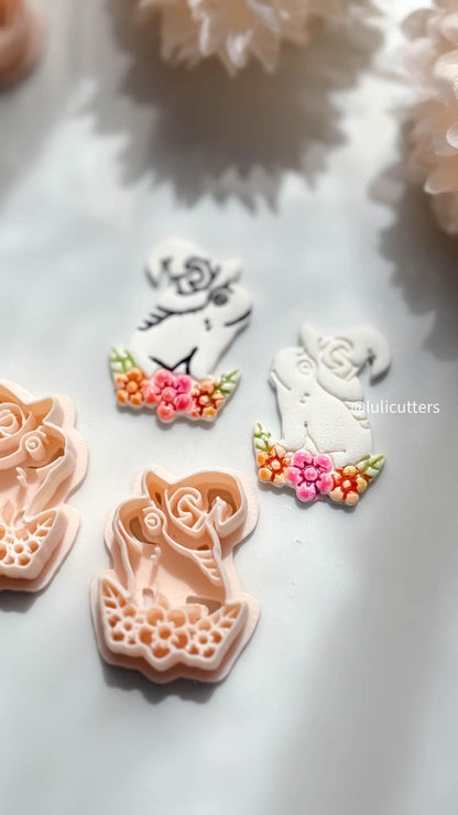 Whimsical Toad Polymer Clay Cutter Set: Floral Frog Witch Hat, Fantasy Jewelry