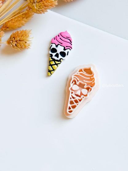 Skull Ice Cream Cone Clay Cutter: Halloween Gothic Jewelry Tool