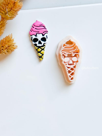 Skull Ice Cream Cone Clay Cutter: Halloween Gothic Jewelry Tool