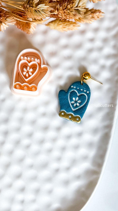 Scandinavian Folk Art Mitten Earring Cutter Nordic Winter Christmas Polymer Clay Jewelry Tool