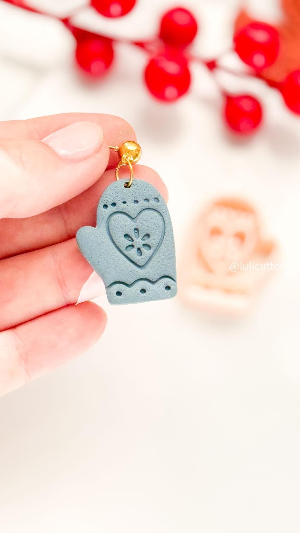 Scandinavian Folk Art Mitten Earring Cutter Nordic Winter Christmas Polymer Clay Jewelry Tool