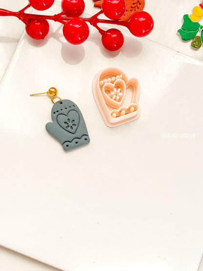 Scandinavian Folk Art Mitten Earring Cutter Nordic Winter Christmas Polymer Clay Jewelry Tool