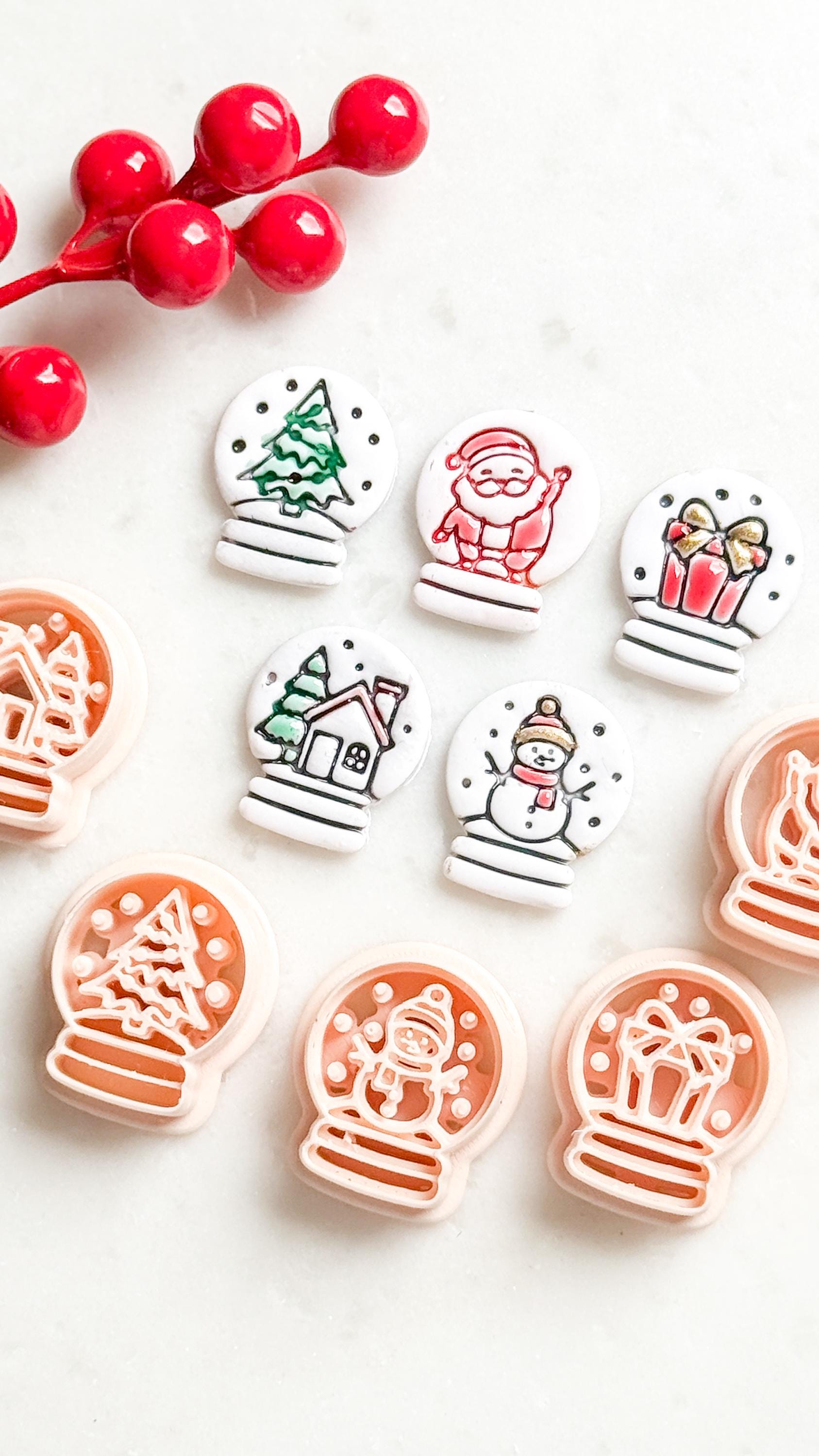 Snow Globe Clay Cutters – Christmas Polymer Clay Earring or Pendant Shapes