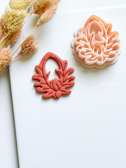 Floral Clay Earring Cutter Intricate Leafy Blossom Design