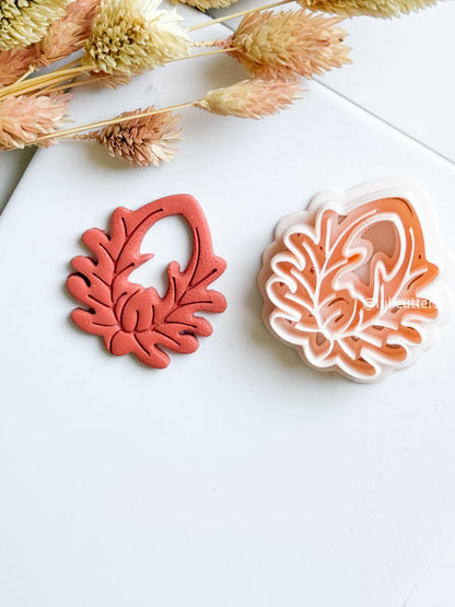 Floral Clay Earring Cutter Intricate Leafy Blossom Design