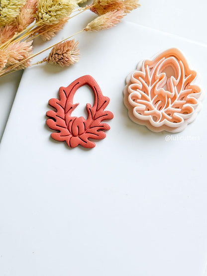 Floral Clay Earring Cutter Intricate Leafy Blossom Design
