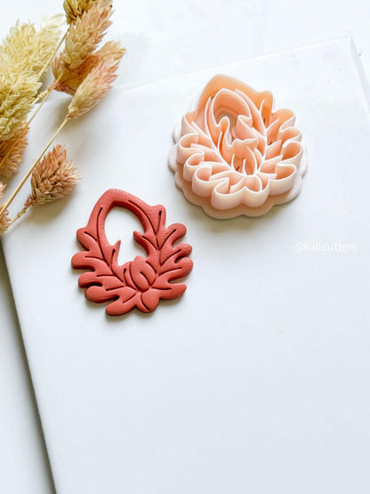 Floral Clay Earring Cutter Intricate Leafy Blossom Design