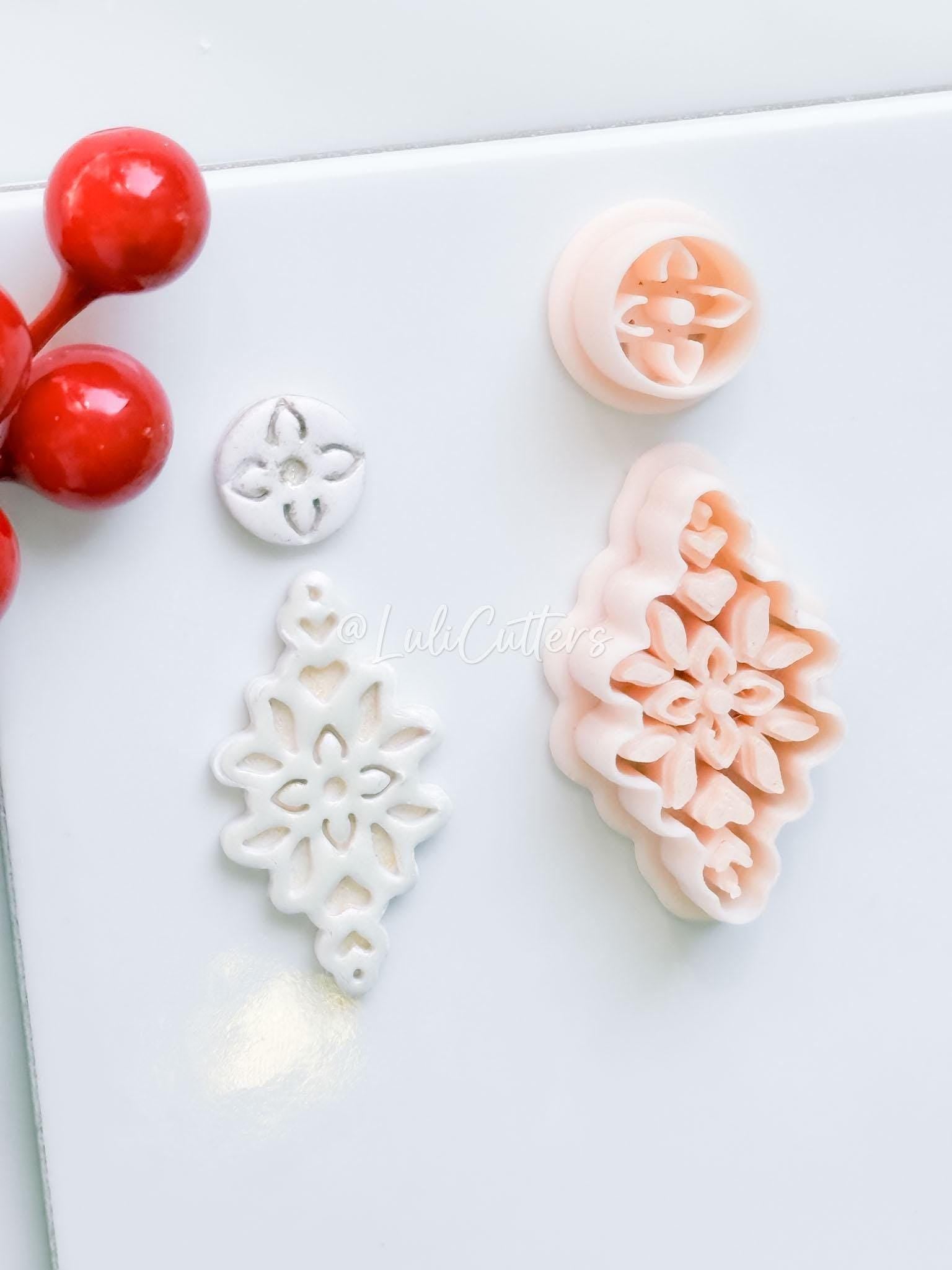 Winter Fairy Poinsettia Floral Dangle Earring Polymer Clay Cutter Christmas Winter Jewelry Tool