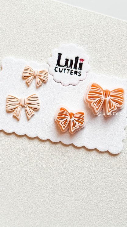 Striped Ribbon Bow Clay Cutter Set: 25mm & 30mm Earring Cutters
