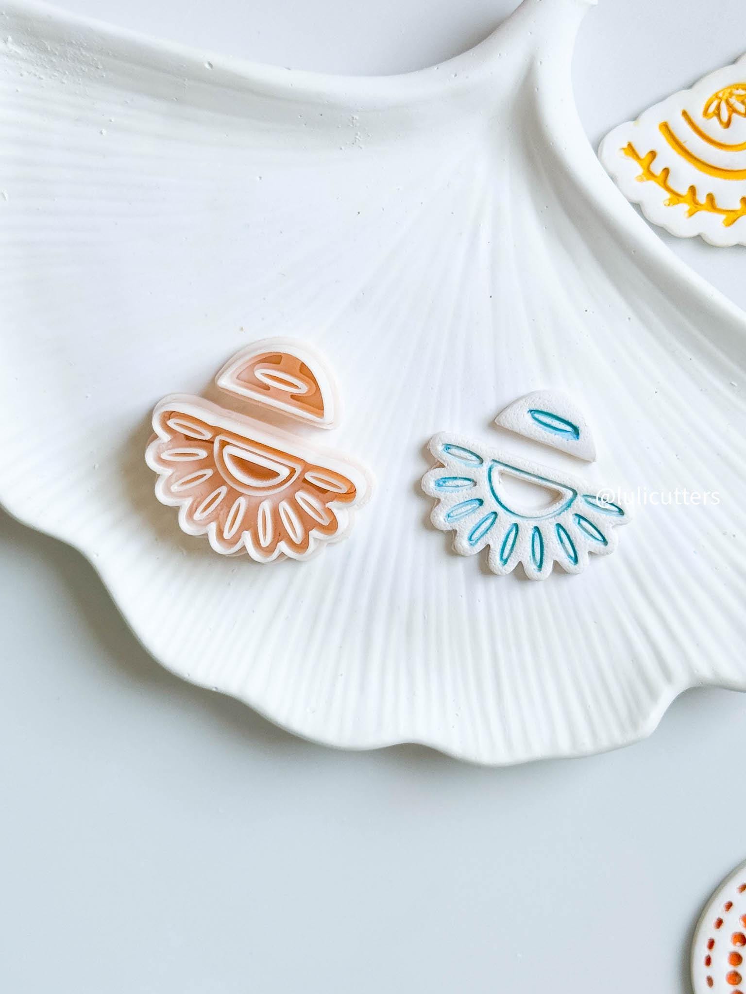 Boho Cutout Scalloped Clay Cutter Set ceramic Inspired Arch Design - 2 size options