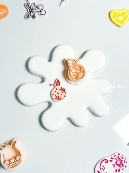 Orange Fruit Clay Cutter: Botanical Imprint for Summer Earrings
