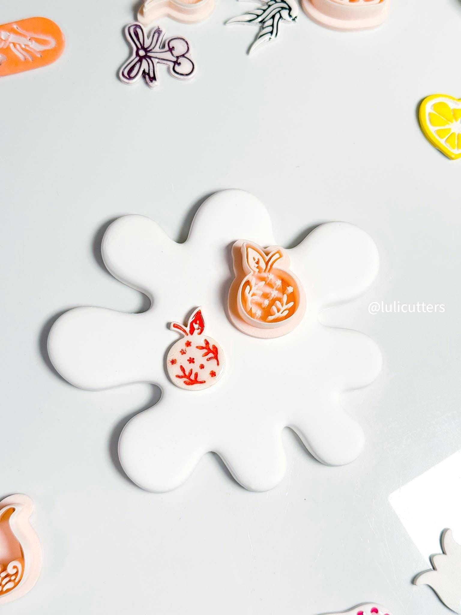 Orange Fruit Clay Cutter: Botanical Imprint for Summer Earrings
