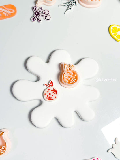 Orange Fruit Clay Cutter: Botanical Imprint for Summer Earrings