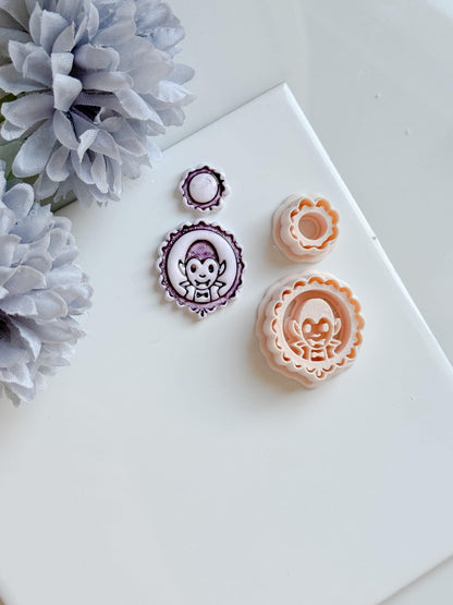 Vampire Cameo Cutter Set: Halloween Polymer Clay Jewelry Molds