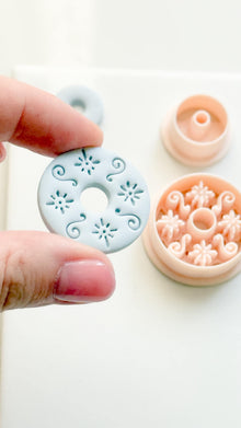 Floral Swirl Polymer Clay Cutter Round Embossed Earring Shape