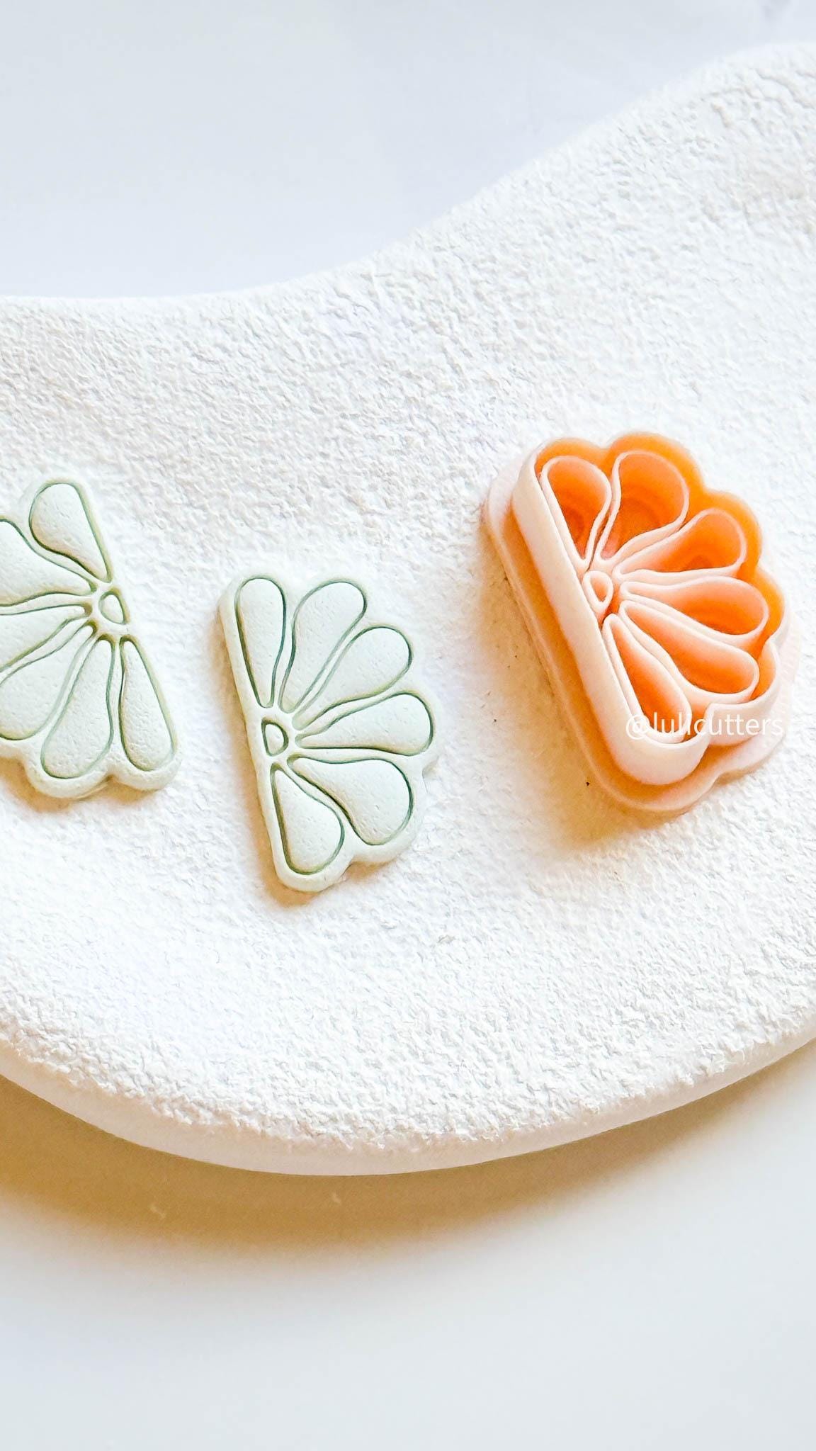 Petal Fan Clay Cutter with Daisy Imprint 30mm or 35mm
