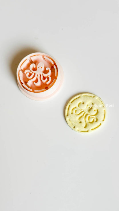 Octopus Clay Earring Cutter Round Marine Imprint Cutter for Ocean Theme Earrings