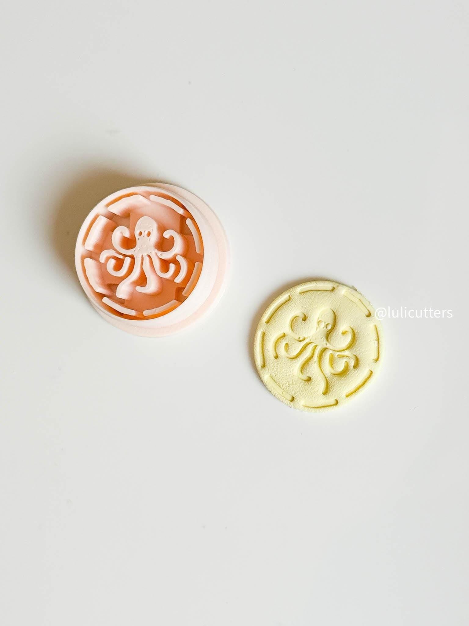 Octopus Clay Earring Cutter Round Marine Imprint Cutter for Ocean Theme Earrings
