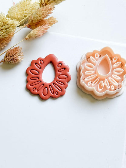 Floral Mandala Polymer Clay Cutter for Earrings and Jewelry