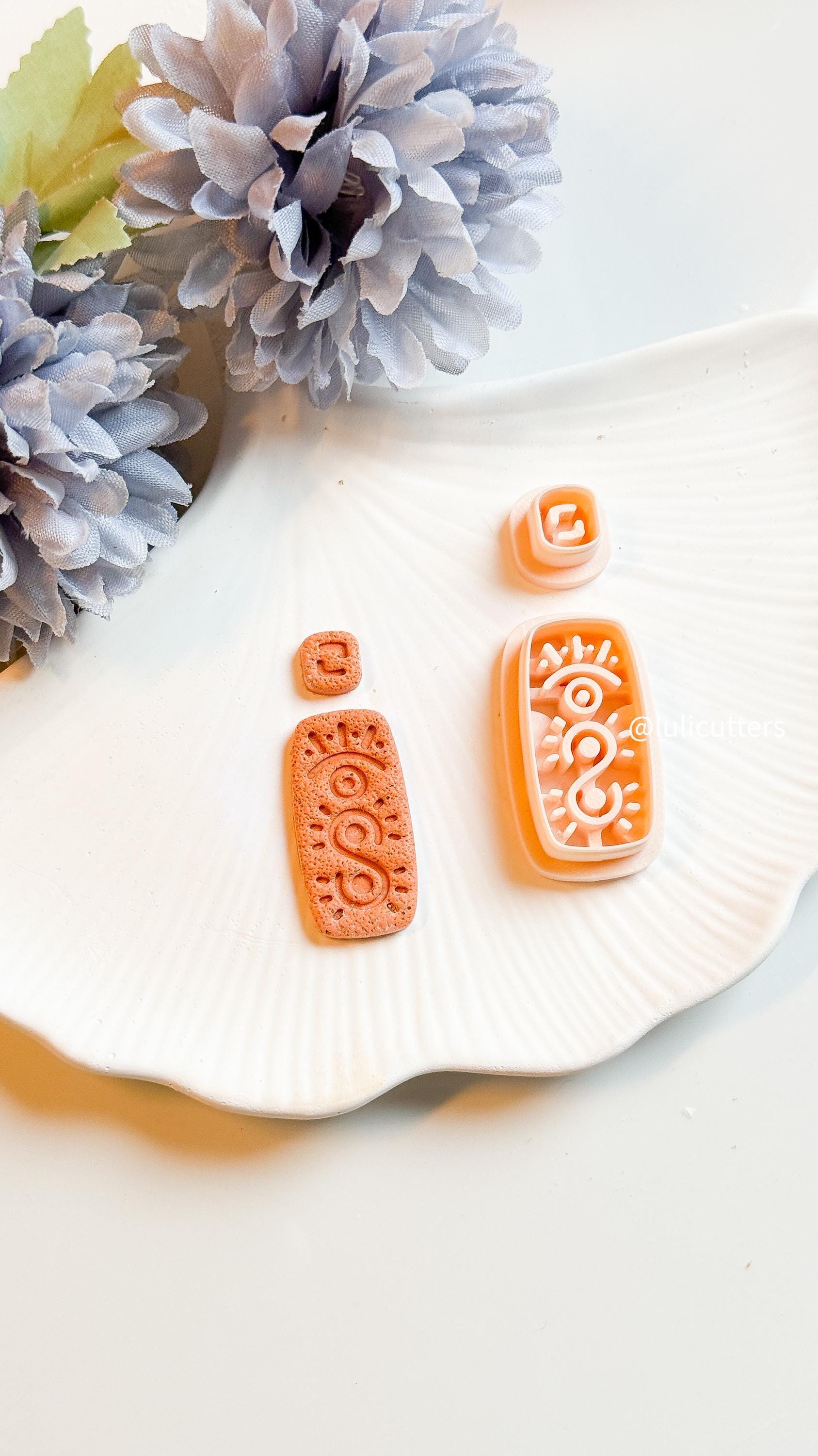 Aztec Eye & Sun Clay Cutter Set: Boho Polymer Clay Earring Cutters