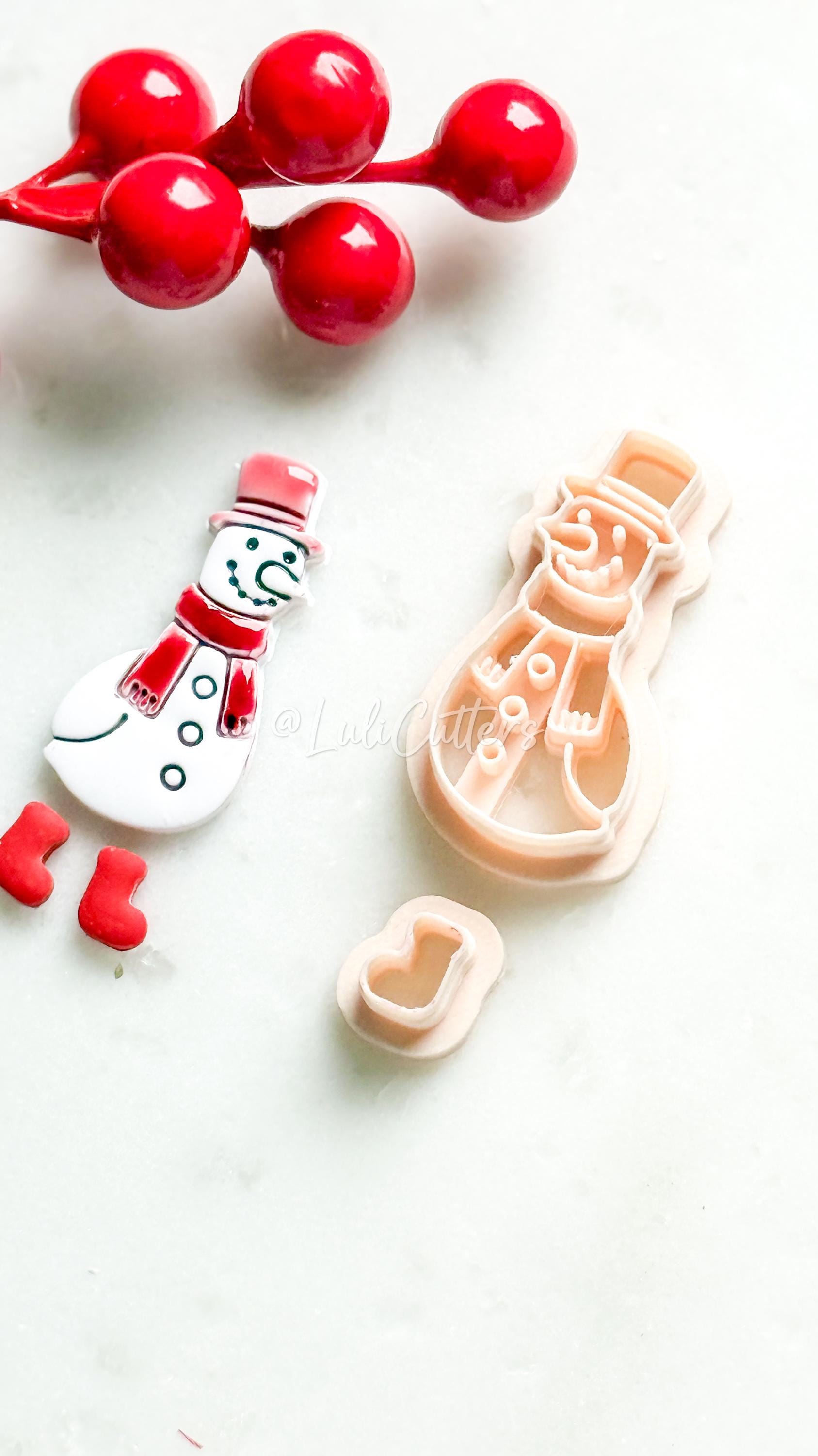 Snowman with Boots Clay Cutter Set: Christmas Earrings and Charm