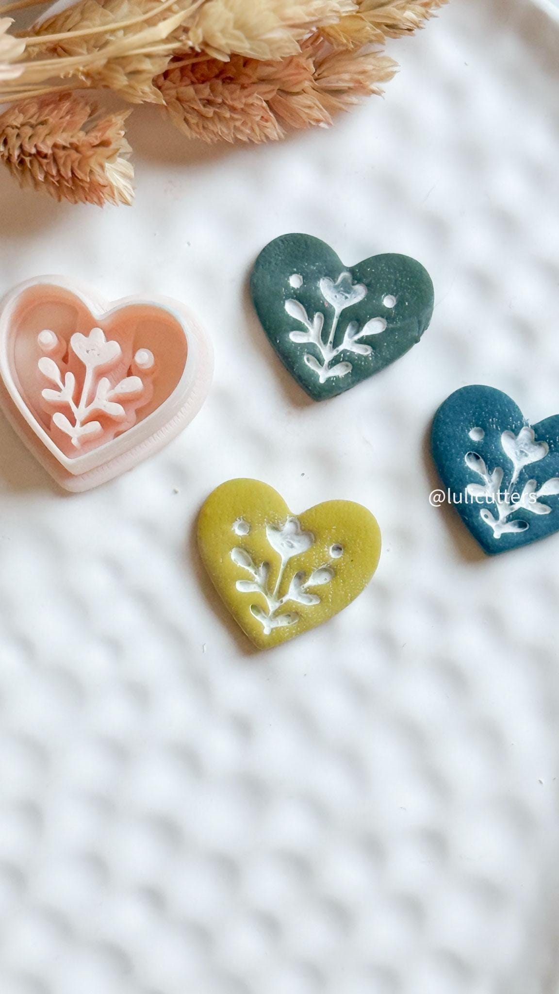 Nordic Folk Heart Floral Polymer Clay Earring Cutter