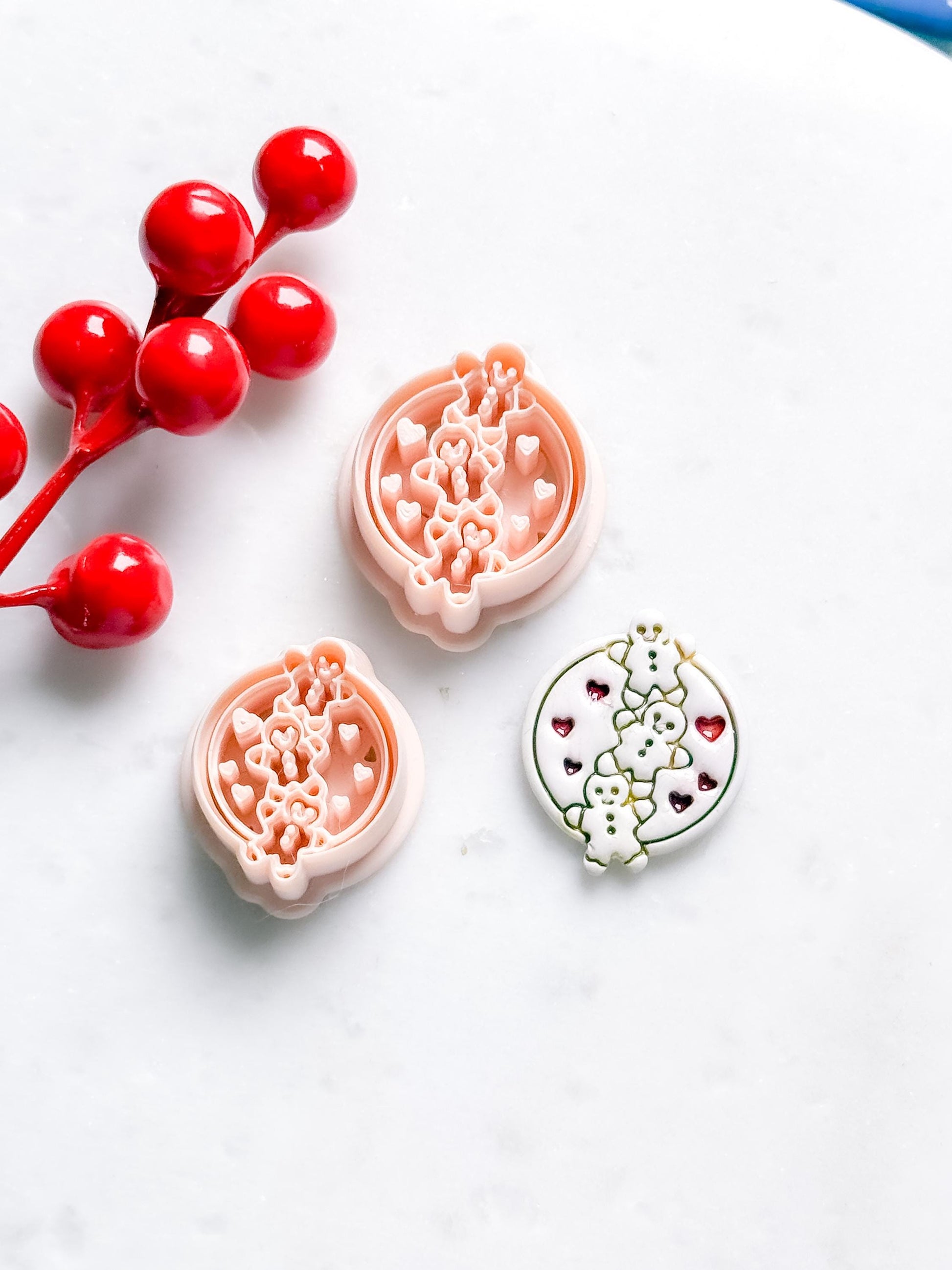 Gingerbread Family & Hearts Clay Cutter Set – Christmas Polymer Clay Cookie Shape