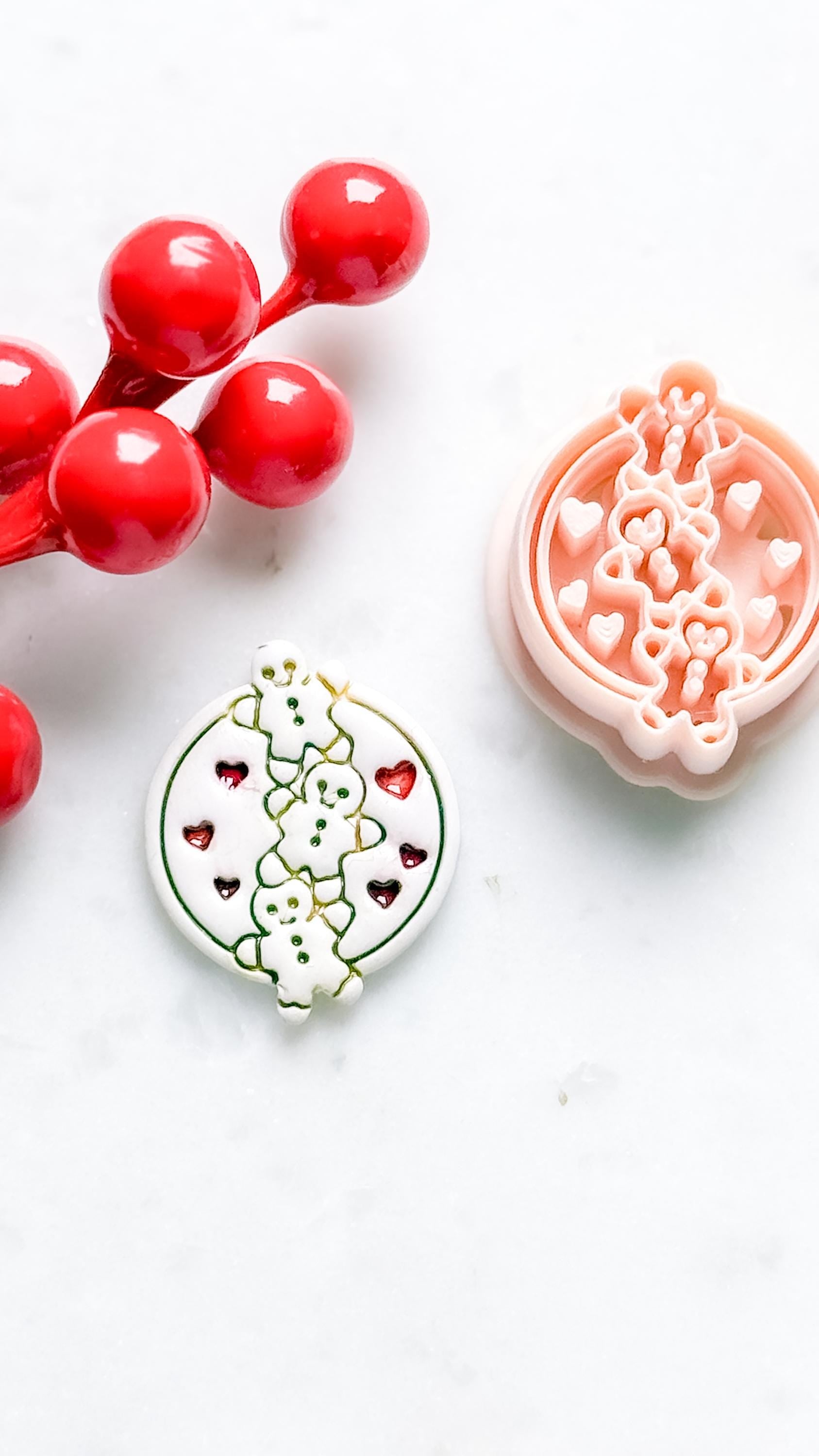 Gingerbread Family & Hearts Clay Cutter Set – Christmas Polymer Clay Cookie Shape