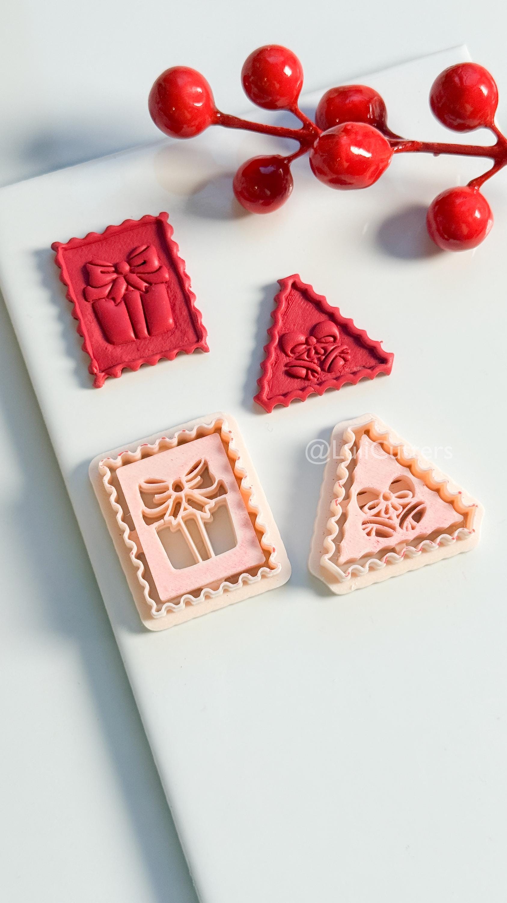 Christmas Stamp Edge Clay Cutter: Gift Box & Bell Shape Cutters for Polymer Clay