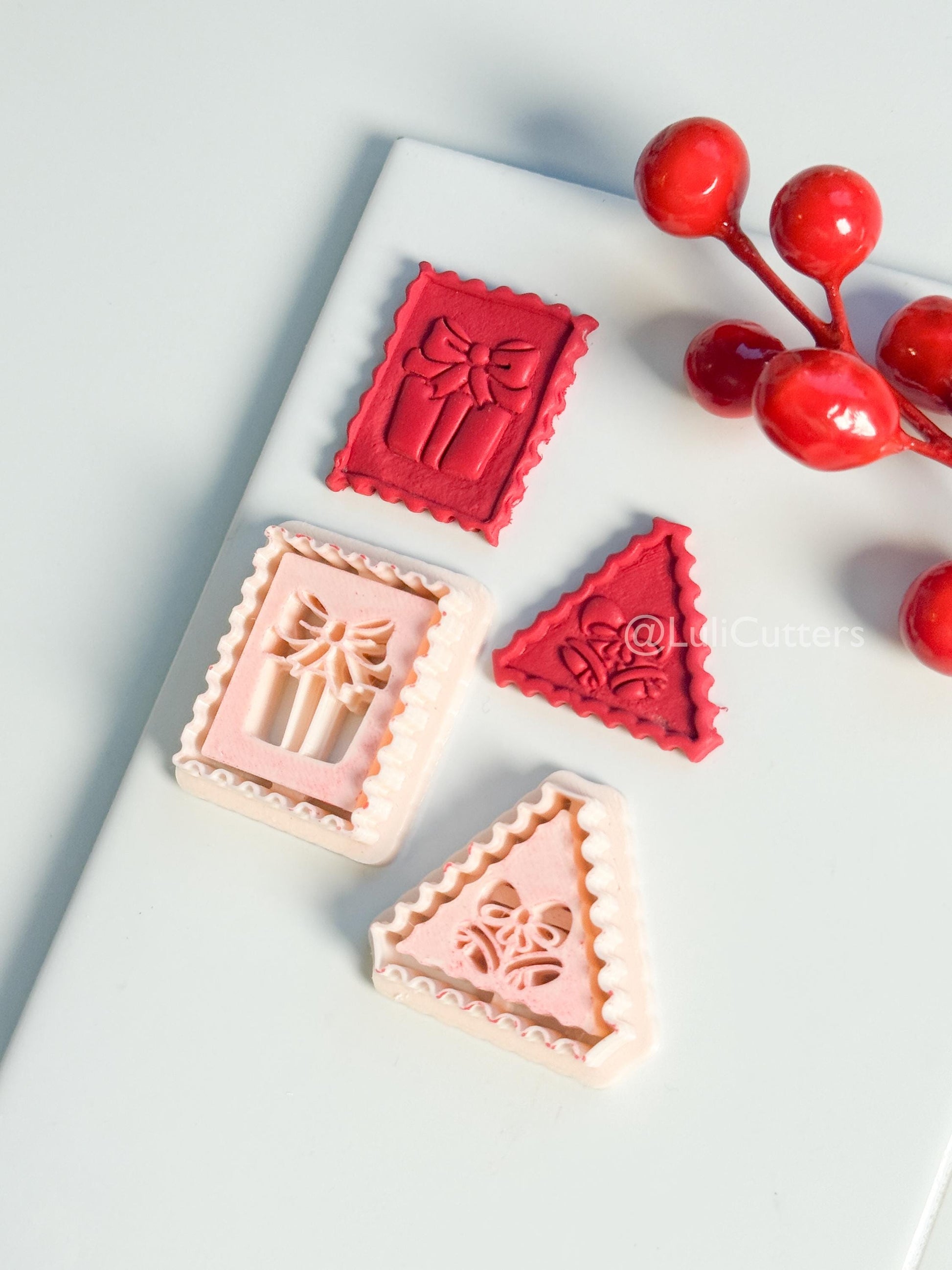 Christmas Stamp Edge Clay Cutter: Gift Box & Bell Shape Cutters for Polymer Clay