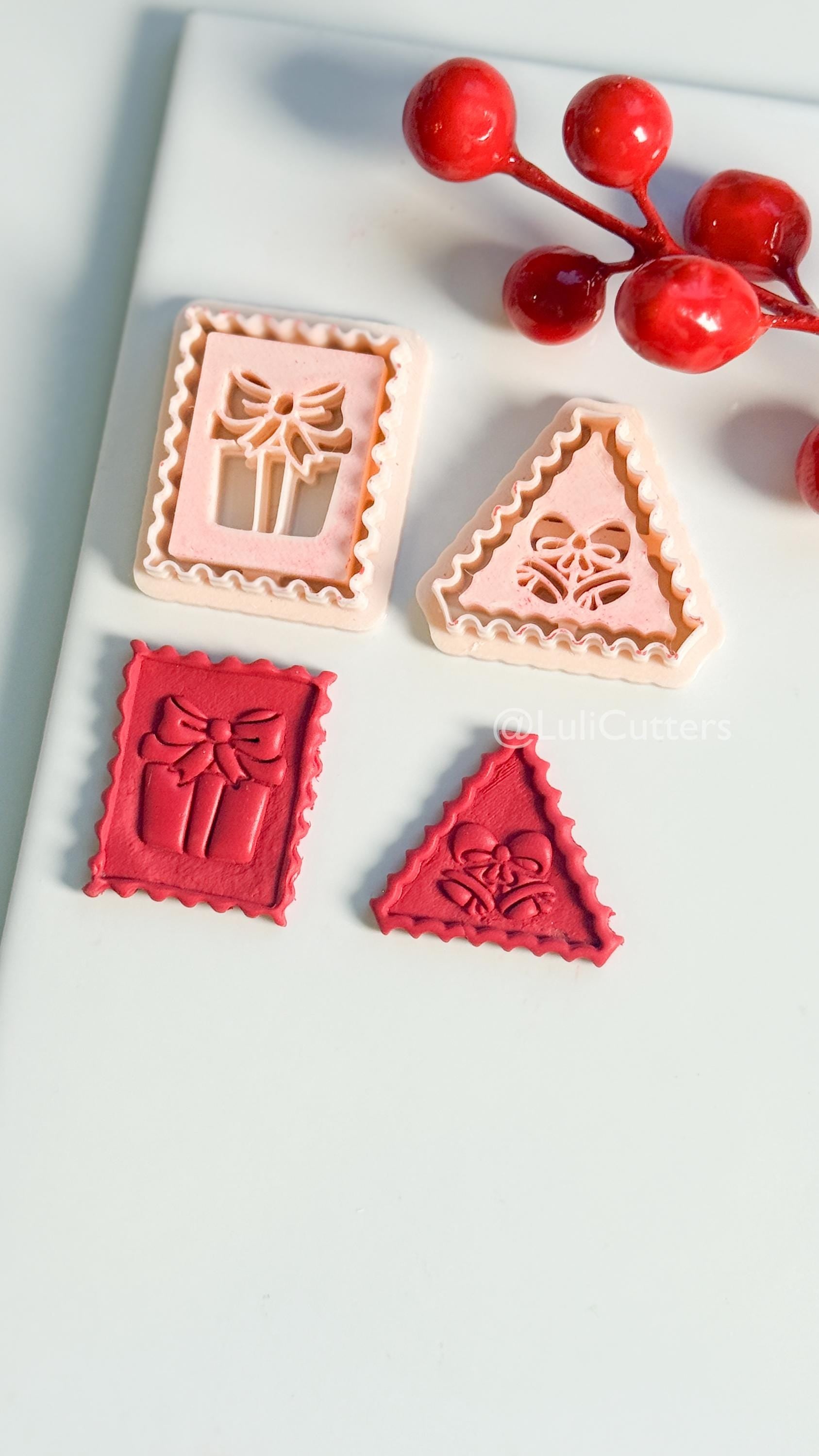 Christmas Stamp Edge Clay Cutter: Gift Box & Bell Shape Cutters for Polymer Clay