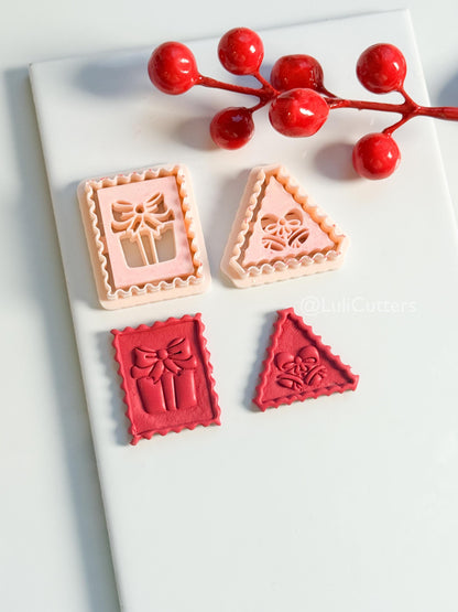 Christmas Stamp Edge Clay Cutter: Gift Box & Bell Shape Cutters for Polymer Clay