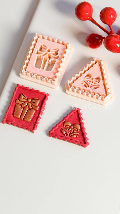 Christmas Stamp Edge Clay Cutter: Gift Box & Bell Shape Cutters for Polymer Clay