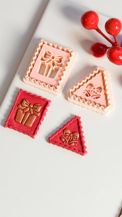 Christmas Stamp Edge Clay Cutter: Gift Box & Bell Shape Cutters for Polymer Clay